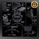 Cadeira Gamer Belmóveis BMG2 em couro sintético com molas ensacadas, massagem USB e apoio para os pés. - Imagem 9