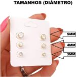 Trio Conjunto Brincos Pedras Zircônia Banhados: elegância e brilho para compor looks com sofisticação. - Imagem 7