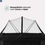Berço portátil Hello Infanti Preto Noite: desmontável, seguro e prático, com rodas, bolsa de transporte e ajuste de altura. - Imagem 4