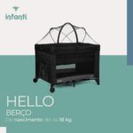 Berço portátil Hello Infanti Preto Noite: desmontável, seguro e prático, com rodas, bolsa de transporte e ajuste de altura. - Imagem 5