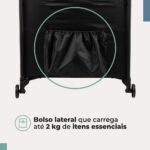 Berço portátil Hello Infanti Preto Noite: desmontável, seguro e prático, com rodas, bolsa de transporte e ajuste de altura. - Imagem 6