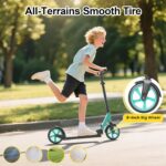 Kick Scooter SIMATE T1 ajustável e dobrável, ideal para crianças, teens e adultos, com rodas 8” e uso até 220 lbs. - Imagem 4