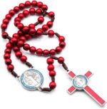 Terço Madeira Vermelho 10mm São Bento com Cruz Metal RES COLOR, ideal para devoção e uso diário. - Imagem 4