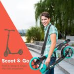 Campior Patinete dobrável com rodas grandes, 3 níveis de altura e suporte para crianças e adultos, até 109 kg - Imagem 3