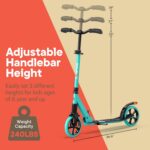 Campior Patinete dobrável com rodas grandes, 3 níveis de altura e suporte para crianças e adultos, até 109 kg - Imagem 4