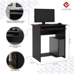 Mesa computador preta com gaveta para teclado e espaço para CPU, ideal para home office compacto e moderno - Imagem 3