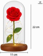 Cúpula com Rosa Artificial Vermelha LED: decoração romântica e presente perfeito para datas especiais. - Imagem 4