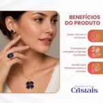 Conjunto Feminino Trevo de Pedra Natural: proteção e autoconfiança em semijoia elegante para comprar online - Imagem 4