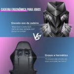 Cadeira Gamer Fox Racer com design ergonômico, tecido respirável e apoio para os pés para máximo conforto. - Imagem 6