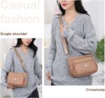 Bolsa de ombro feminina espaçosa com vários bolsos: praticidade e estilo para o dia a dia, ideal para quem busca organização e conforto. - Imagem 3