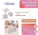 Conjunto feminino Trevo Quartzo Cristal banhado a prata, amuleto de proteção e intuição com elegância natural - Imagem 3