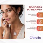 Conjunto feminino Trevo Quartzo Cristal banhado a prata, amuleto de proteção e intuição com elegância natural - Imagem 4