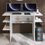 Mesa para Computador Gamer com Prateleiras e RGB: organização, refrigeração e design moderno para seu setup. - Imagem 5