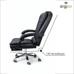 Cadeira Presidente Reclinável com Pillow Top e Molas Ensacadas: conforto ergonômico e ajuste de altura para escritório e home office - Imagem 4