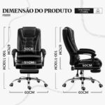 Cadeira Presidente Reclinável com Pillow Top e Molas Ensacadas: conforto ergonômico e ajuste de altura para escritório e home office - Imagem 6