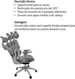 Cadeira Gamer Giratória Cinza Ergonômica Confortável com Encosto Alto e Ajuste de Altura para Escritório e Jogos - Imagem 4