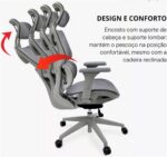 Cadeira Gamer Giratória Cinza Ergonômica Confortável com Encosto Alto e Ajuste de Altura para Escritório e Jogos - Imagem 5
