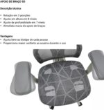 Cadeira Gamer Giratória Cinza Ergonômica Confortável com Encosto Alto e Ajuste de Altura para Escritório e Jogos - Imagem 8