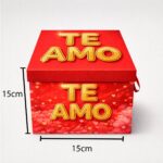 Caixa de Presente Coração Te Amo Luxo com laço de cetim, ideal para Dia das Mães e Namorados. - Imagem 5