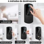 Fechadura inteligente 4 em 1 com impressão digital, senha, cartão IC e trava automática. Segurança e praticidade para sua porta. - Imagem 4