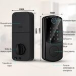 Fechadura inteligente 4 em 1 com impressão digital, senha, cartão IC e trava automática. Segurança e praticidade para sua porta. - Imagem 5