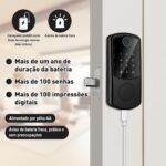 Fechadura inteligente 4 em 1 com impressão digital, senha, cartão IC e trava automática. Segurança e praticidade para sua porta. - Imagem 6