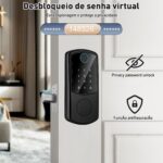 Fechadura inteligente 4 em 1 com impressão digital, senha, cartão IC e trava automática. Segurança e praticidade para sua porta. - Imagem 7