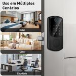 Fechadura inteligente 4 em 1 com impressão digital, senha, cartão IC e trava automática. Segurança e praticidade para sua porta. - Imagem 8
