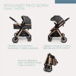 Travel System Infanti Romanzo Trio com Isofix: carrinho completo, confortável e compacto para passeios com mais praticidade e segurança. - Imagem 3