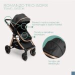 Travel System Infanti Romanzo Trio com Isofix: carrinho completo, confortável e compacto para passeios com mais praticidade e segurança. - Imagem 4