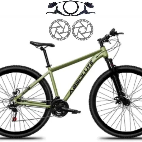 Bicicleta Aro 29 Absolute Nero 5: desempenho, conforto e freio hidráulico para trilhas e passeios.