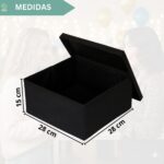 Caixa de Presente Preta Premium 28x28x15cm: elegante, dobrável, reutilizável e ideal para presentes médios com fita vermelha. - Imagem 7