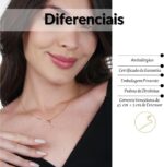 Colar Feminino com Letra Inicial em Pedra Cravada, banhado a ouro 18K, elegante e personalizado para presentear com sofisticação - Imagem 4