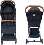Carrinho Premium Baby Zurich Cinza Black Couro Marrom: leve, compacto e com fechamento automático para mais praticidade e segurança. - Imagem 4