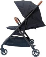 Carrinho Premium Baby Zurich Cinza Black Couro Marrom: leve, compacto e com fechamento automático para mais praticidade e segurança. - Imagem 5