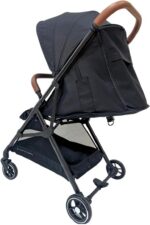 Carrinho Premium Baby Zurich Cinza Black Couro Marrom: leve, compacto e com fechamento automático para mais praticidade e segurança. - Imagem 8