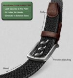 Cinto KEMISANT masculino trançado elástico, pacote com 2, ajuste confortável para jeans, golfe, trabalho e presente. - Imagem 5
