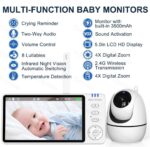 Babá Eletrônica 5" com Câmera HD 720P, visão noturna, VOX e sem Wi‑Fi para monitorar seu bebê com segurança e praticidade - Imagem 3