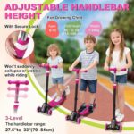 Kids Kick Scooter LED 3 rodas ajustável para crianças, dobrável e antiderrapante, ideal para diversão e segurança. - Imagem 4