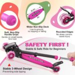 Kids Kick Scooter LED 3 rodas ajustável para crianças, dobrável e antiderrapante, ideal para diversão e segurança. - Imagem 5