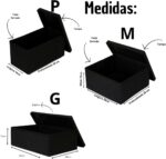 Caixa preta premium para presente com laço vermelho, elegante, resistente e ideal para presentes especiais e kits exclusivos. - Imagem 3