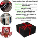 Caixa preta premium para presente com laço vermelho, elegante, resistente e ideal para presentes especiais e kits exclusivos. - Imagem 4