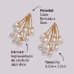 Brinco Water Pearl com pérola de água doce, banho em ouro e design elegante para um visual sofisticado. - Imagem 3