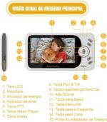 Babá Eletrônica Câmera 4.3" com áudio bidirecional, zoom digital e monitoramento sem Wi-Fi para mais segurança e conforto do bebê - Imagem 4