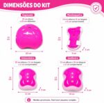 Kit Protecao Infantil Menina 7 Pecas Rosa: seguranca completa, conforto ajustavel e ideal para patins, skate, bicicleta e patinete. - Imagem 5