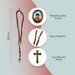 Kit Terço e Pulseira Carlo Acutis em Madeira: fé, devoção e presente especial para devotos do Padroeiro da Internet - Imagem 4