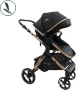 Carrinho Travel System Kansas + Base Gold/Preto: quadro dourado e tecido preto com estilo e praticidade para o dia a dia. - Imagem 7