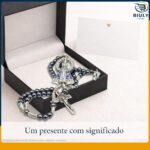 Terço de Pulso Nossa Senhora Aparecida ajustável em aço inox 316L e hematita, ideal para até 22cm de pulso. - Imagem 5