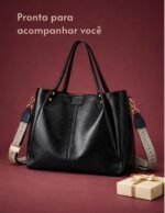 Bolsa Tote Feminina em Couro PU Grande, elegante e espaçosa, com alça extra, 3 modos de uso e cabe tablet grande - Imagem 7
