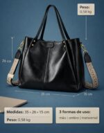 Bolsa Tote Feminina em Couro PU Grande, elegante e espaçosa, com alça extra, 3 modos de uso e cabe tablet grande - Imagem 8